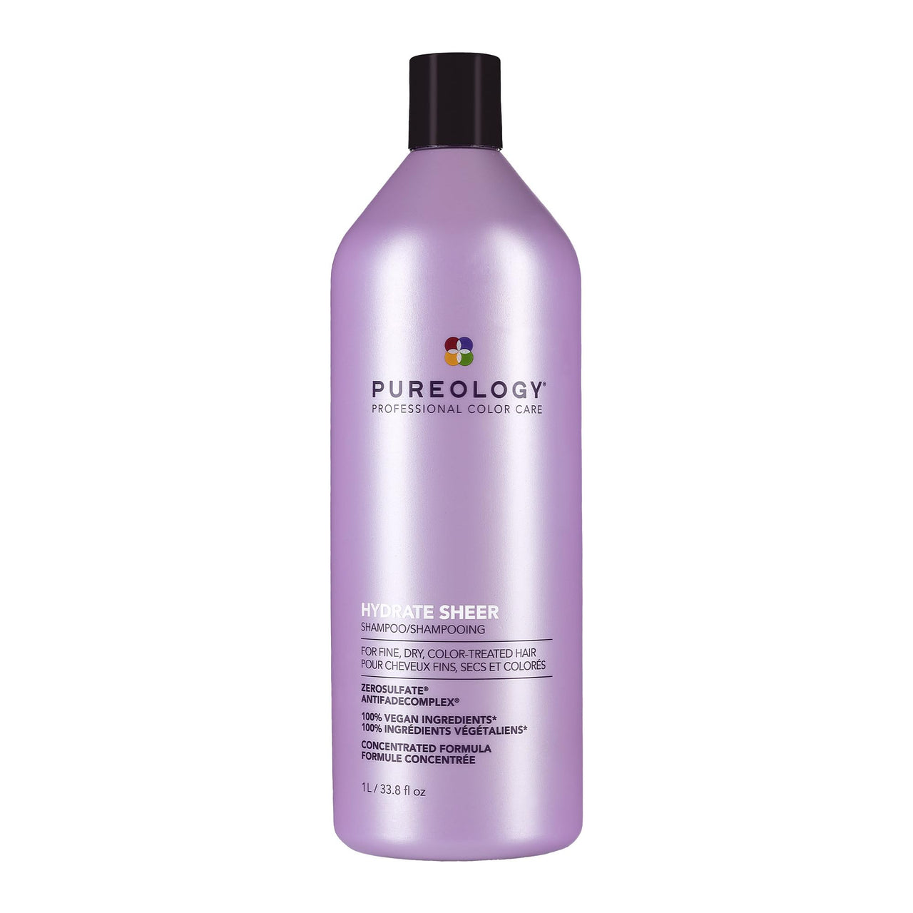 Pureology Hydrate Sheer Shampoo - Lightweight, Moisturizing Shampoo For Fine, Dry, Color Treated Hair, Sulfate-Free & Vegan, 33.8 Fl Oz