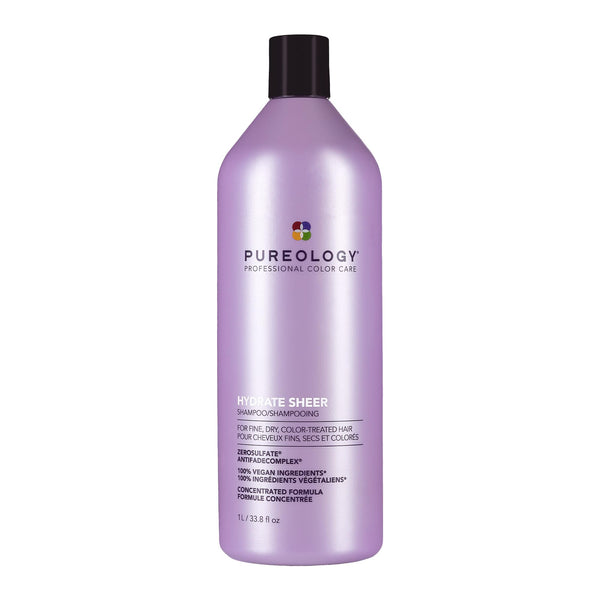 Pureology Hydrate Sheer Shampoo - Lightweight, Moisturizing Shampoo For Fine, Dry, Color Treated Hair, Sulfate-Free & Vegan, 33.8 Fl Oz