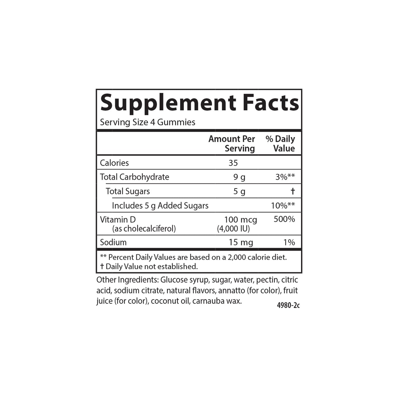 Carlson - Super D3 Gummies 4,000 IU (100 mcg), Bone Health, Immune Support & Calcium Absorption, Natural Fruit Flavors, 120 Vegetarian Gummies