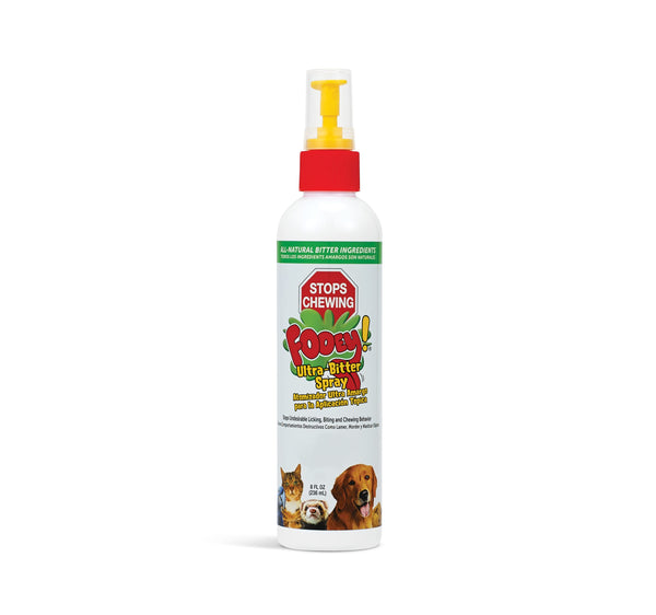 Fooey! Ultra Bitter No Chew Spray for Dogs, Cats, Horses, Rabbits, Ferrets, Birds - Anti-Chew Bitter Spray for Dogs Stop Chewing Furniture - Dog Deterrent Spray Training Aid Safe for Pets - 8 fl oz