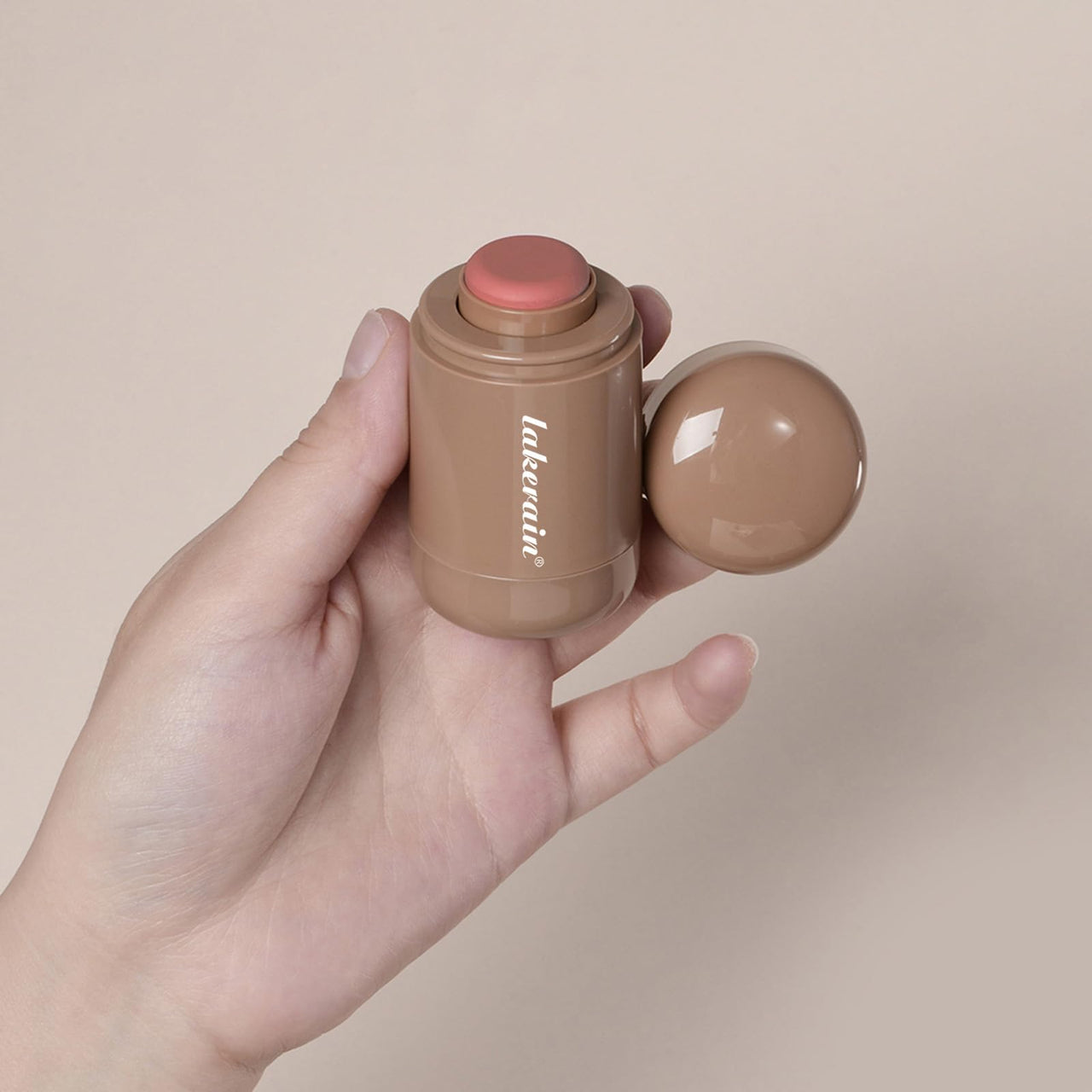 Cream Blush stick, Natural-Looking Matte Finish Makeup Blush stick, Hydrating Long Lasting Lightweight Blendable Blush for cheeks (#4 Neutal Peach, 1 PC)