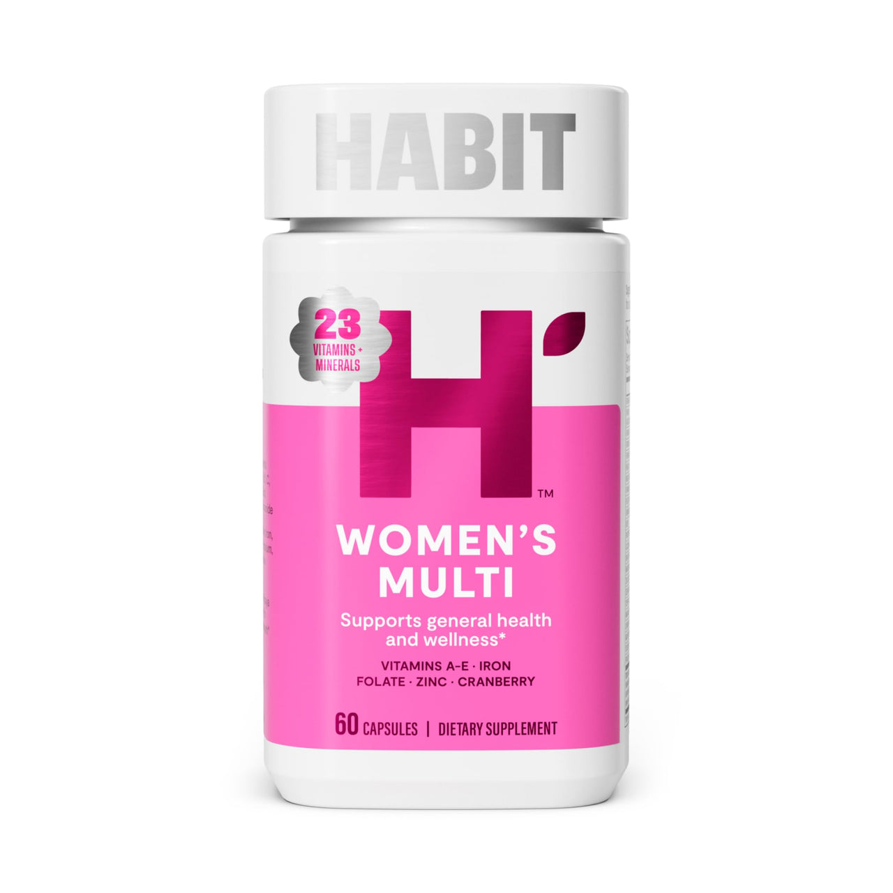 Habit Womens Multi Supplement (60 Capsules) - New Look, Supports General Health & Wellness, 23 Essential Vitamins and Minerals, Fruit extracts, Folate, Iron, B12, Biotin, Non-GMO (1 Pack)