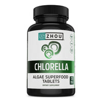 Thumbnail for Zhou Chlorella Tablets - Chlorella Supplement, Chlorophyll Vitamins, Pure Green Algae Superfood, Nutrient Rich Super Food Pills, Broken Cell Wall - 120 Vegan Tablets