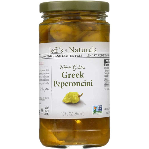 Jeffs Natural Whole Golden Greek Peperoncini, 12 Ounce -- 6 per case.