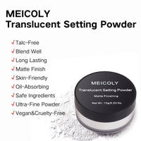 Thumbnail for MEICOLY Talc-Free Setting Powder with Sifter,Long Lasting Loose Face Powder,Translucent Powder Colorset Powder,Matte Finishing White Face Paint Setting Powder for Halloween SFX Makeup,Oil Control
