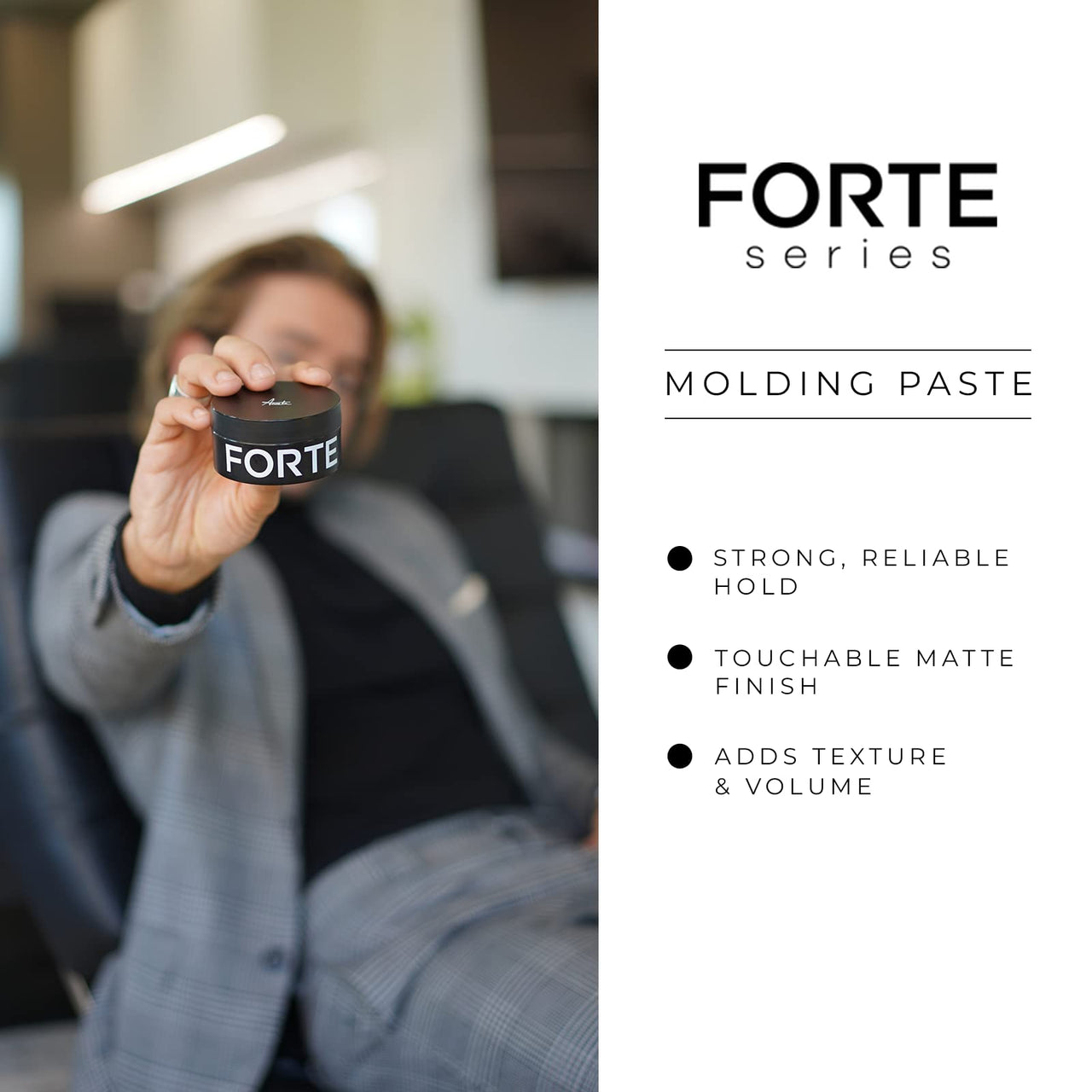 Molding Paste by Forte Series Low Shine Hair Paste for Men Lightweight Hair Texturizer Adds Volume and Definition Medium Flexible (75 ml)