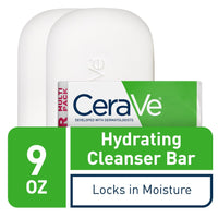 Thumbnail for CeraVe Hydrating Cleanser Bar, Soap-Free Body and Facial Cleanser with 5% Moisturizing Cream, Fragrance-Free, 2-Pack, 4.5 Ounce Each