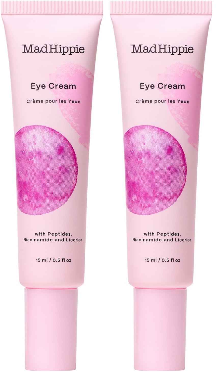 Mad Hippie Eye Cream - Anti-Aging Under Eye Cream for Dark Circles and Puffiness with Niacinamide, Peptides, Kakadu Plum & Licorice, Eye Treatment with Skin-Brightening Vitamin C, 0.5 Oz (Pack of 2)