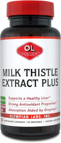 Thumbnail for Olympian Labs Milk Thistle Extract Plus Enzymes, Antioxidants, Supporting Liver Health, 60 Vegetarian Caps