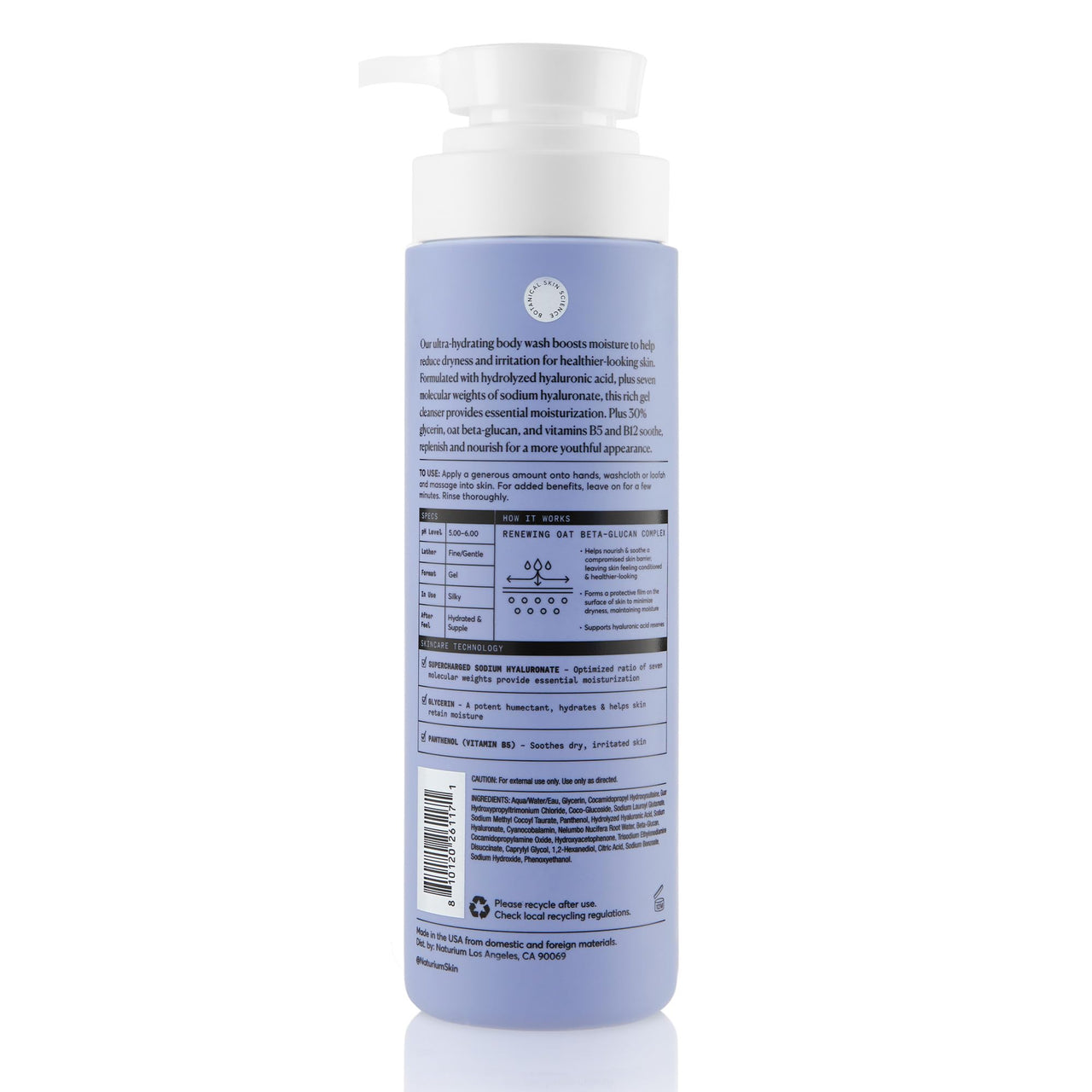 Naturium The Booster Hyaluronic Acid Body Wash, Hydrating & Moisturizing plus Minimizes Dryness, with Glycerin & Vitamin B5, 16.9 oz