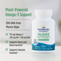 Thumbnail for Nordic Naturals Algae Omega - 120 Soft Gels - 715 mg Omega-3 - Certified Vegan Algae Oil - Plant-Based EPA & DHA - Heart, Eye, Immune & Brain Health - Non-GMO - 60 Servings