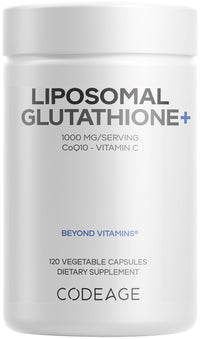 Thumbnail for Codeage Liposomal Glutathione+ Supplement - 1000 mg Reduced L-Glutathione Pills, Vitamin C Ascorbic Acid, CoQ10 - Liposomal Delivery - Skin & Antioxidant Support - Non-GMO - 120 Capsules