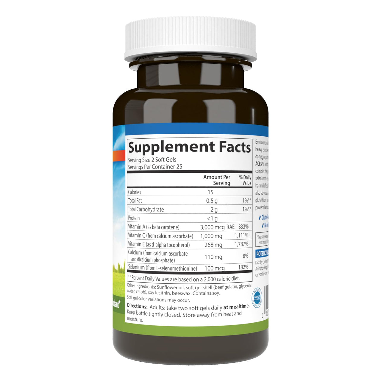 Carlson - ACES, Vitamins A, C, E + Selenium, Cellular Health & Immune Support, Antioxidant, 50 Softgels