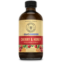 Thumbnail for Honey Gardens Cherry & Honey Soothing Throat Syrup, Apitherapy Formula with Organic Raw Honey, Organic Apple Cider Vinegar, Black Cherry, and Herbal Extracts, 48 Servings, 8 FL. OZ.
