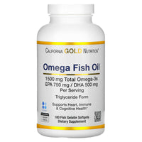 Thumbnail for California Gold Nutrition Norwegian Omega-3 Fish Oil with EPA/DHA, Natural Lemon, 180 Softgels