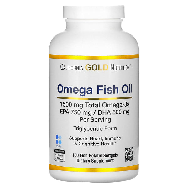 California Gold Nutrition Norwegian Omega-3 Fish Oil with EPA/DHA, Natural Lemon, 180 Softgels