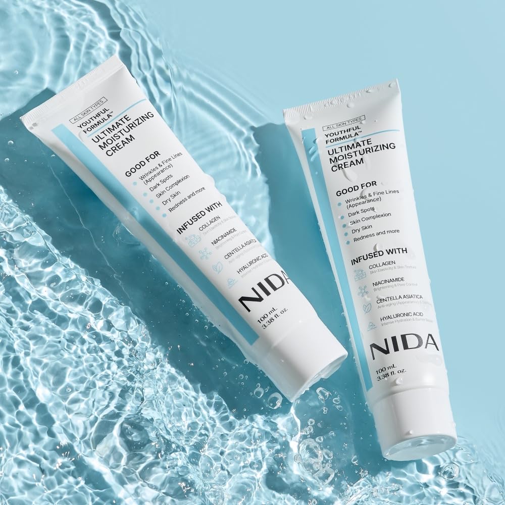 NIDA Youthful Formula™ Ultimate Moisturizing Cream | Centella Asiatica, Niacinamide, Hyaluronic Acid, Collagen | Wrinkles, Fine Lines, Dark Spots, Dry Skin, Redness | 3.38 fl. oz., 100ml (Old Formula)