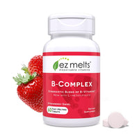 Thumbnail for EZ Melts Dissolvable B-Complex - Vitamin B Complex - Provides Energy Metabolism & Heart Health Support - with Methylated B12 & Folate - Non-GMO & Vegan - Strawberry Swirl - 60 Tablets (60 Servings)