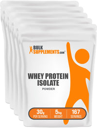 Thumbnail for BulkSupplements.com Whey Protein Isolate Powder - Unflavored Whey Protein Powder, Nutritional Supplement - Gluten Free, 30g per Serving, 1kg (2.2 lbs) (Pack of 5)