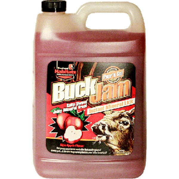Evolved HABITATS Buck Jam Ripe Apple Flavored Salty Sweet Liquid Deer Attractant - Instant Mineral Lick - Powerful Ready-to-Use Year-Round Beneficial Food Supplement for Deer - 1 Gallon