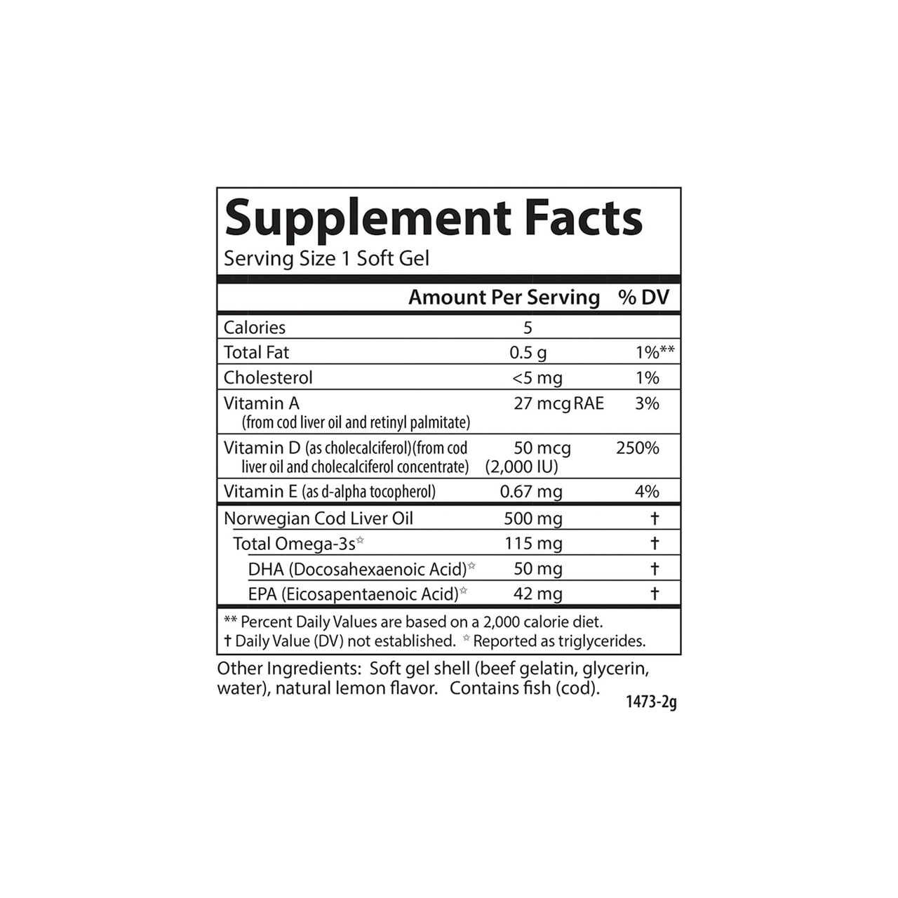 Carlson - Solar D Gems, Vitamin D3 and Omega-3 Supplement, 2000 IU (50 mcg) Vitamin D3, 115 mg Omega-3s EPA and DHA Supplement, Wild Caught, Sustainably Sourced, Lemon, 360 Softgels