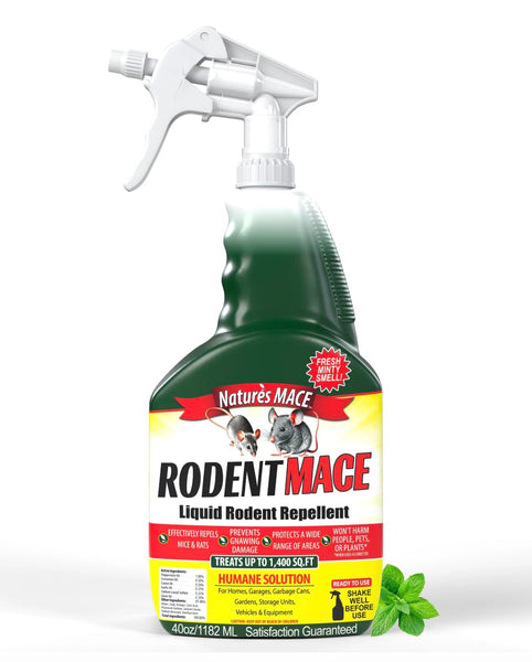 Nature's Mace Rodent Repellent Spray, Keep Mice Out, Mouse Deterrent, Indoor, Outdoor, 40 Ounce Ready-to-Use, Safe to Use Around People, Pets, Plants