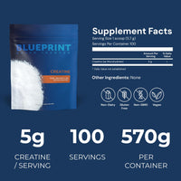 Thumbnail for Blueprint Bryan Johnson Creatine Monohydrate Powder - Creatine Supplement for Muscle Builder & Recovery - Promotes Strength, Cognitive & Endurance Support (100 Servings)