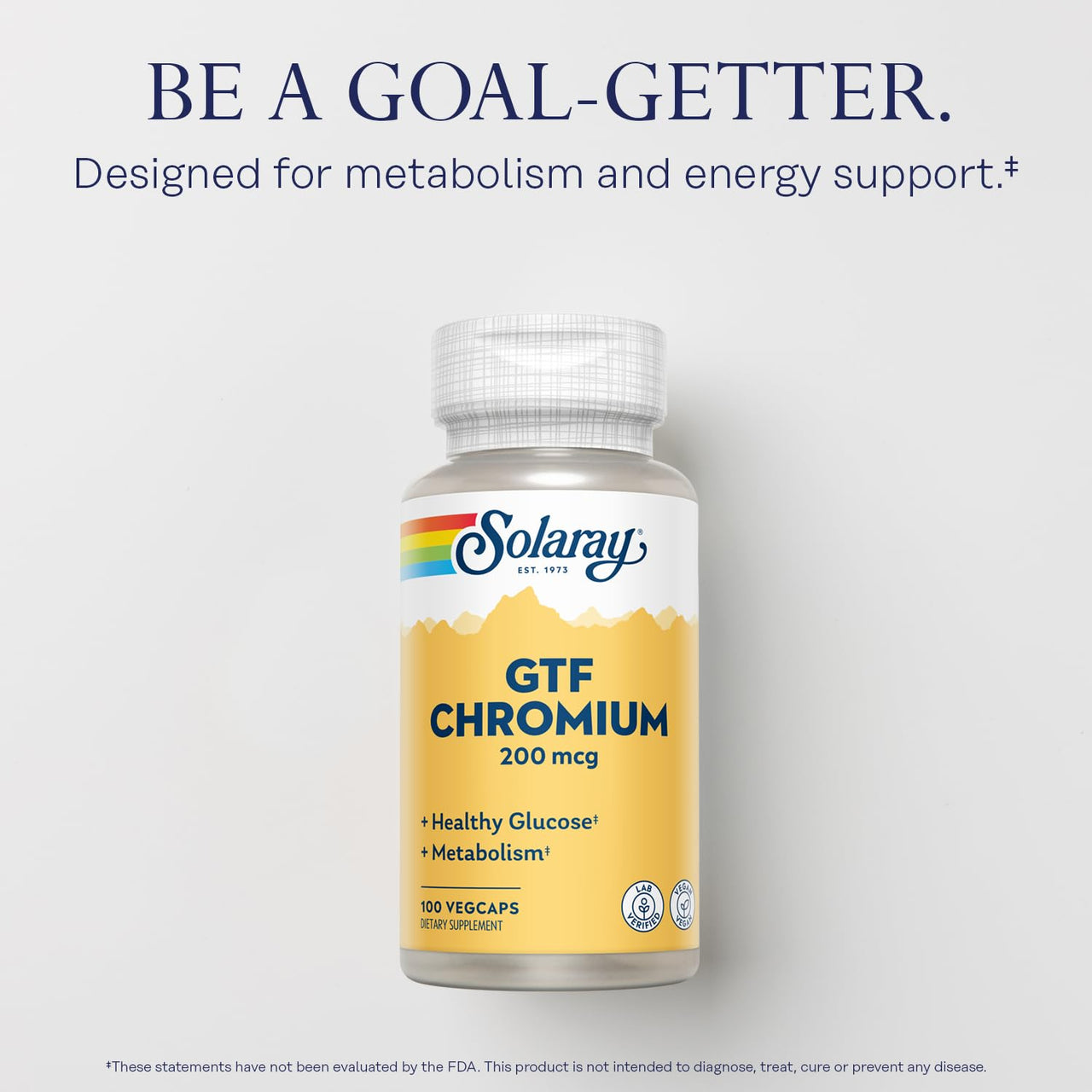 Solaray GTF Chromium 200mcg - Supports Balanced Metabolism and Energy Levels - Vegan Chromium Supplements - Lab Verified, 60-Day Guarantee - 100 Servings, 100 VegCaps