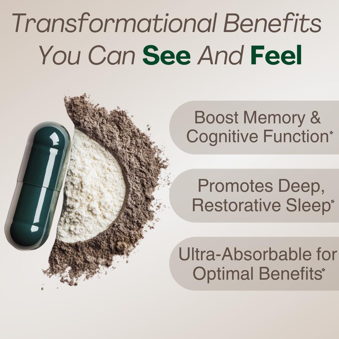 MAGPLUS+ Magnesium L-Threonate w Apigenin & L Theanine | 7-Ingredient Sleep Blend | Brain, Memory, & Sleep Support | Liposomal Magnesium Threonate Supplement (60 Capsules)
