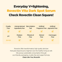 Thumbnail for ROVECTIN Vita Dark Spot Serum for Clearing Blemish and Evening Skin Tone | Rich Vitamin C, Brightening, Hydrating For Dry, Sensitive, Normal, Oily Skin | Vegan K-Beauty (1.01 Fl. Oz, 30ml)
