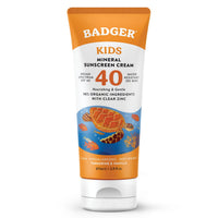 Thumbnail for Badger Kids Mineral Sunscreen Cream SPF 40, 98% Organic Ingredients, Zinc Oxide Sunscreen for Kids Face & Body, Water Resistant, Reef Friendly, Hawaii Approved Broad Spectrum Sunblock, 2.9 fl oz