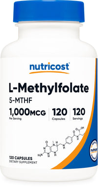 Thumbnail for Nutricost Methylfolate 1000mcg, 120 Vegetarian Capsules - Gluten Free, Non-GMO (Methylated Folate)