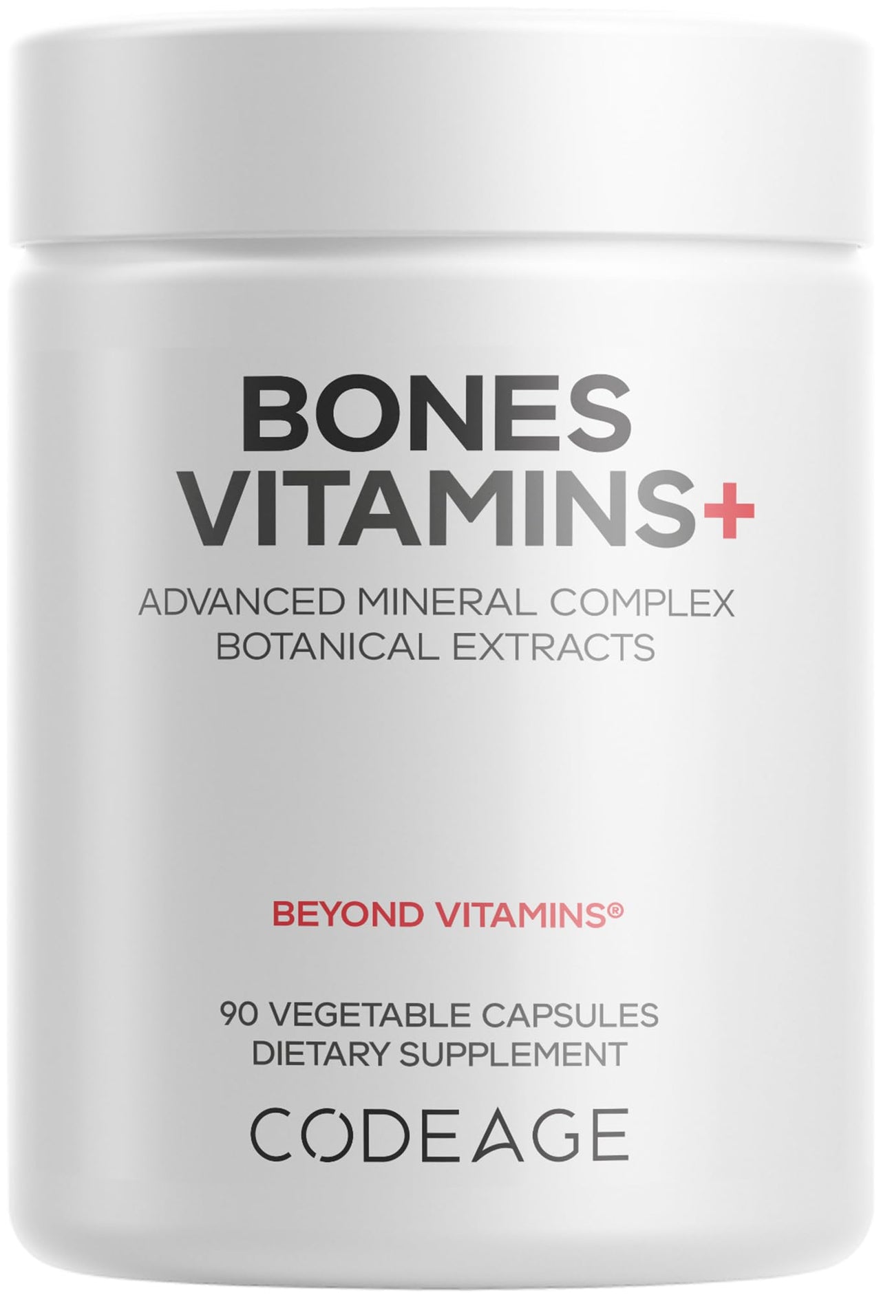 Codeage Bones Vitamins+ - Vitamin D3 & K2, Vitamin C, Calcium, Magnesium, Zinc, Hesperidin, L-Lysine, Manganese, Bamboo, Horsetail, Cissus, Boron, Trans-Resveratrol, Non-GMO Supplement - 90 Capsules