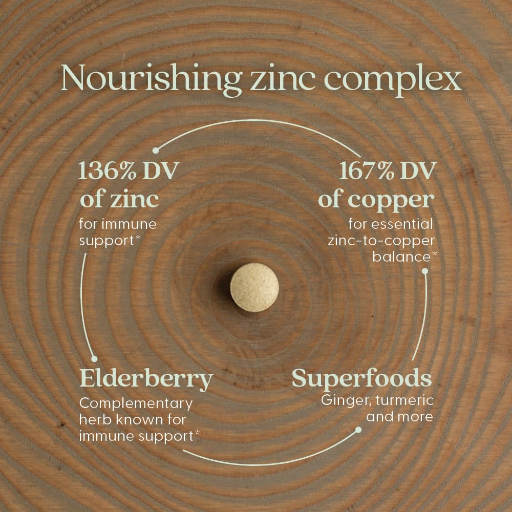 New Chapter Zinc Supplement, Fermented Zinc Complex, ONE Daily for Immune Support + Skin Health, Mineral-Balancing Formula Rich in Copper, Easy to Swallow & Digest, 60 Count (2 Month Supply)