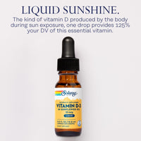 Thumbnail for SOLARAY Vitamin D3 Liquid Drops 25 mcg (1000 IU) - Enhanced Absorption Vitamin D Drops in Sunflower Oil for VIT D3 Support - Naturally Unflavored, Dropper Included - Approx. 500 Servings, 0.5oz