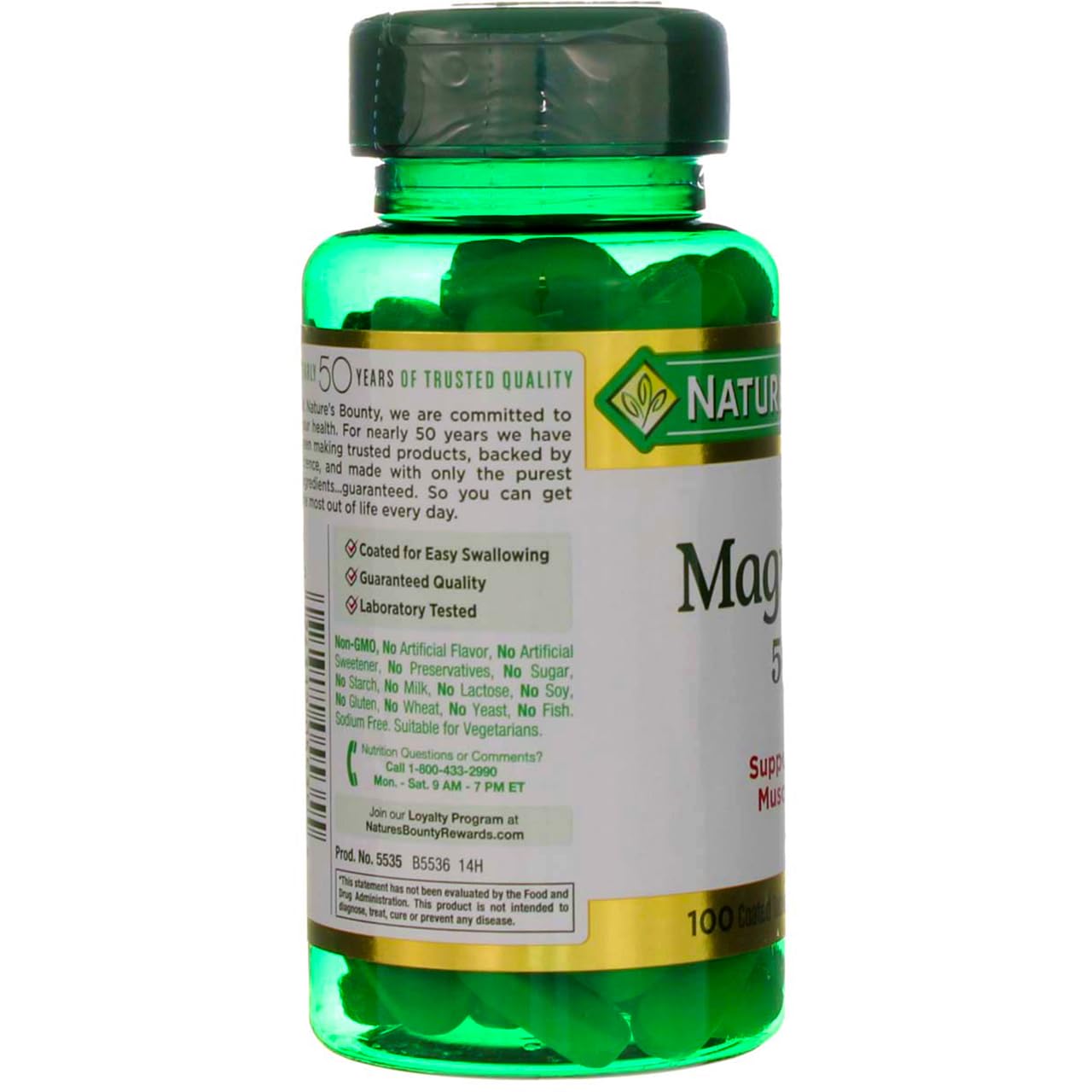 Nature's Bounty Magnesium 500 mg Tablets 100 ea (Pack of 2)