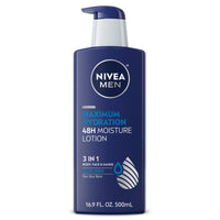 Thumbnail for NIVEA MEN Maximum Hydration 48-Hour Moisture Body Lotion for Dry Skin, Aloe Vera Lotion for Men, 3-in-1 Body, Face and Hands, Dermatologically-Tested, 16.9 Fl Oz Bottle