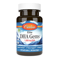Thumbnail for Carlson - Elite DHA Gems, 1000 mg DHA, Supports Healthy Brain Function & Vision, 30 soft gels