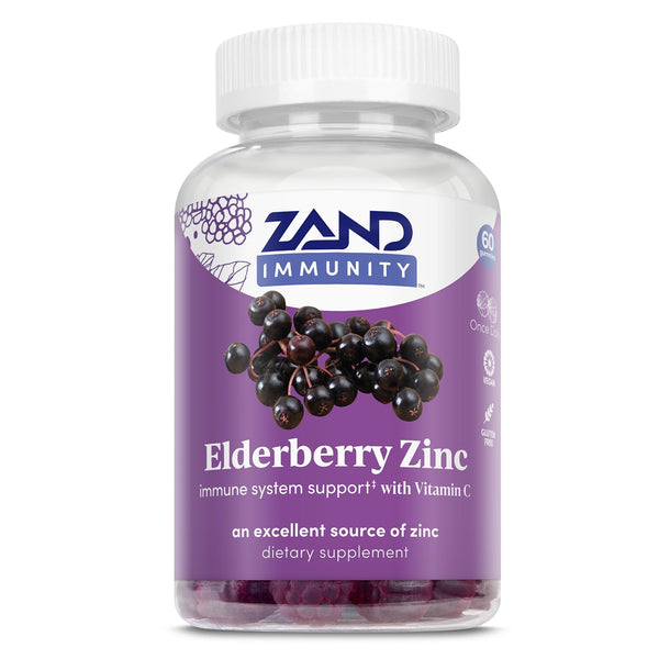 ZAND Elderberry Zinc Immunity Gummies with Vitamin C, Year-Round Immune Support for Children & Adults, 60 Count