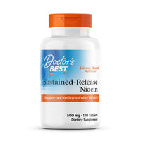 Thumbnail for Doctor's Best Niacin 500 mg Extended Release Supplement for Men & Women - Minimizes Skin Flush, Niacin as Nicotinic Acid 500mg, Cardiovascular Health Support, Gluten Free, Vegan, Non GMO - 120 Tablets