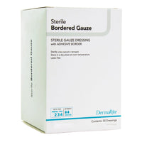 Thumbnail for DermaRite's Sterile Bordered Gauze Dressing with Adhesive Border - Flexible Non-Linting Material, First-Aid, Individually Packaged - 2 in. x 2 in., 1 Count, 50 Packs, 50 Total