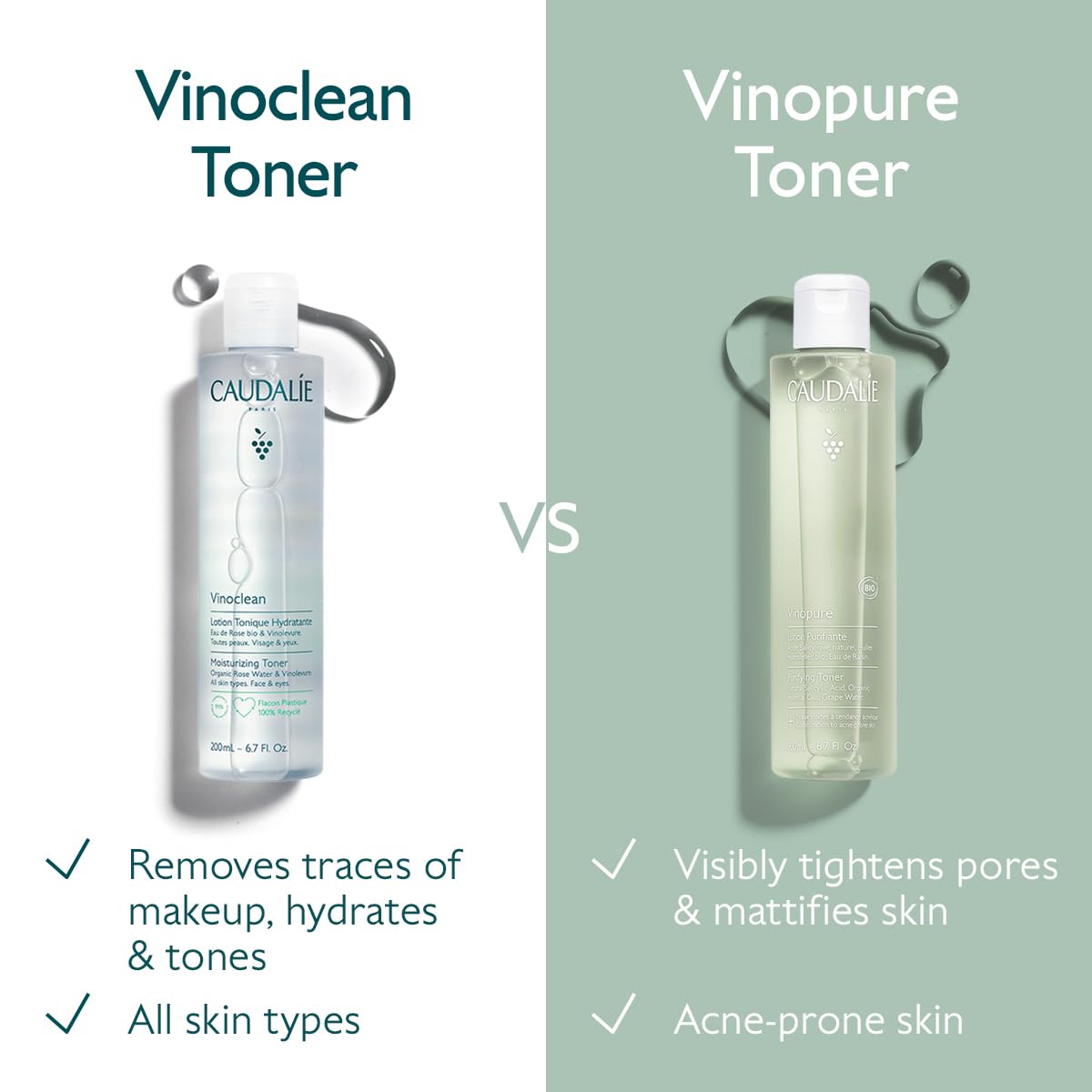 Caudalie Vinopure Natural Salicylic Acid Pore Minimizing Toner, 6.7 Ounce