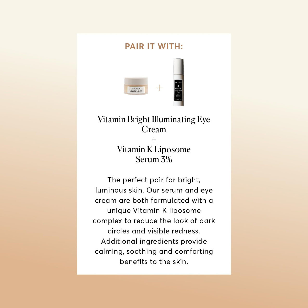 Naturium Vitamin Bright Illuminating Eye Cream, Under Eye Repair Cream for Dark Circles, with Vitamin K, Phyto-Complex, & Mineral Pigments, Light/Medium, 0.5 oz