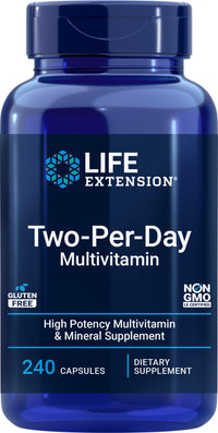 Thumbnail for Life Extension Two-Per-Day Multivitamin, Vitamins B, C, D, zinc, Packed with Over 25 Vitamins, Minerals & extracts, Two-Month Supply, Non-GMO, Gluten-Free, 240 Capsules