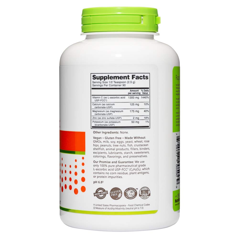 NutriBiotic Hypo-Aller C Powder Vitamin C and Minerals for Antioxidant & Collagen Support | 1300 mg Vitamin C per serving | 8 ounce | Buffered and Easy on the Stomach | L-Ascorbic Acid with calcium, magnesium, zinc, and potassium | Potent, High Solubility