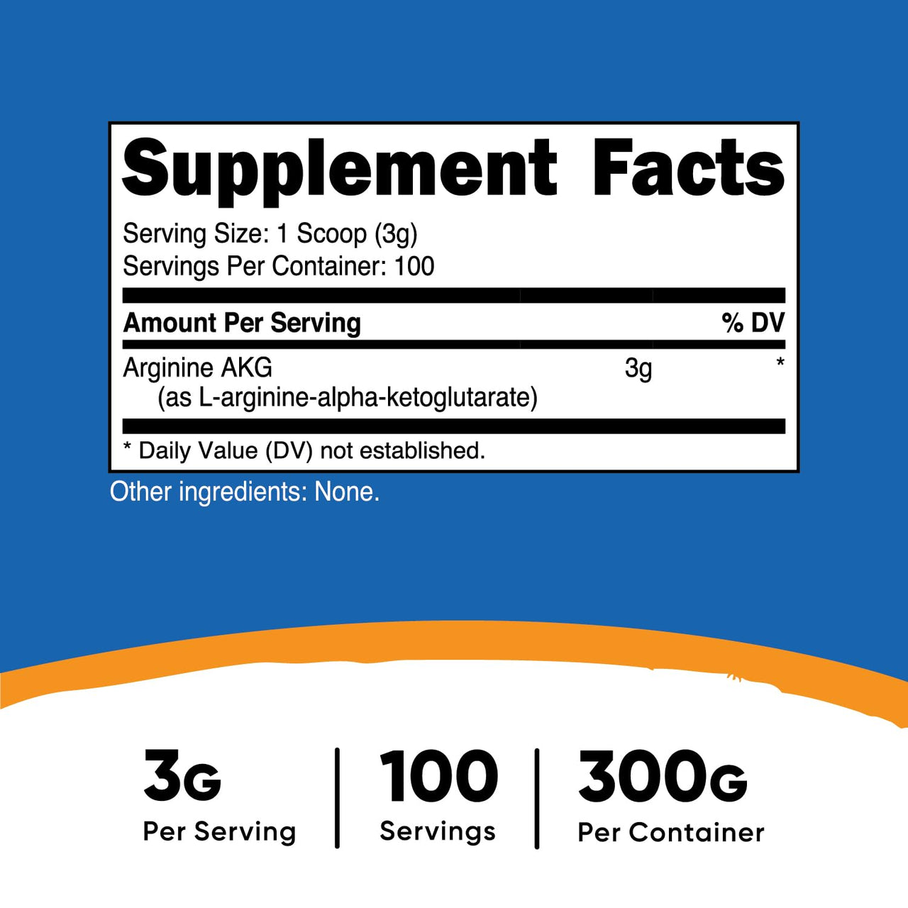 Nutricost Arginine AKG Powder 300 Grams (AAKG) - 3G Per Serving & 100 Servings - Pure Arginine Alpha Ketoglutarate