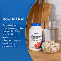 Thumbnail for Nutricost Vitamin C with Rose HIPS 1025mg, 240 Capsules - Vitamin C 1,000mg, Rose HIPS 25mg, Premium, Non-GMO, Gluten Free Supplement