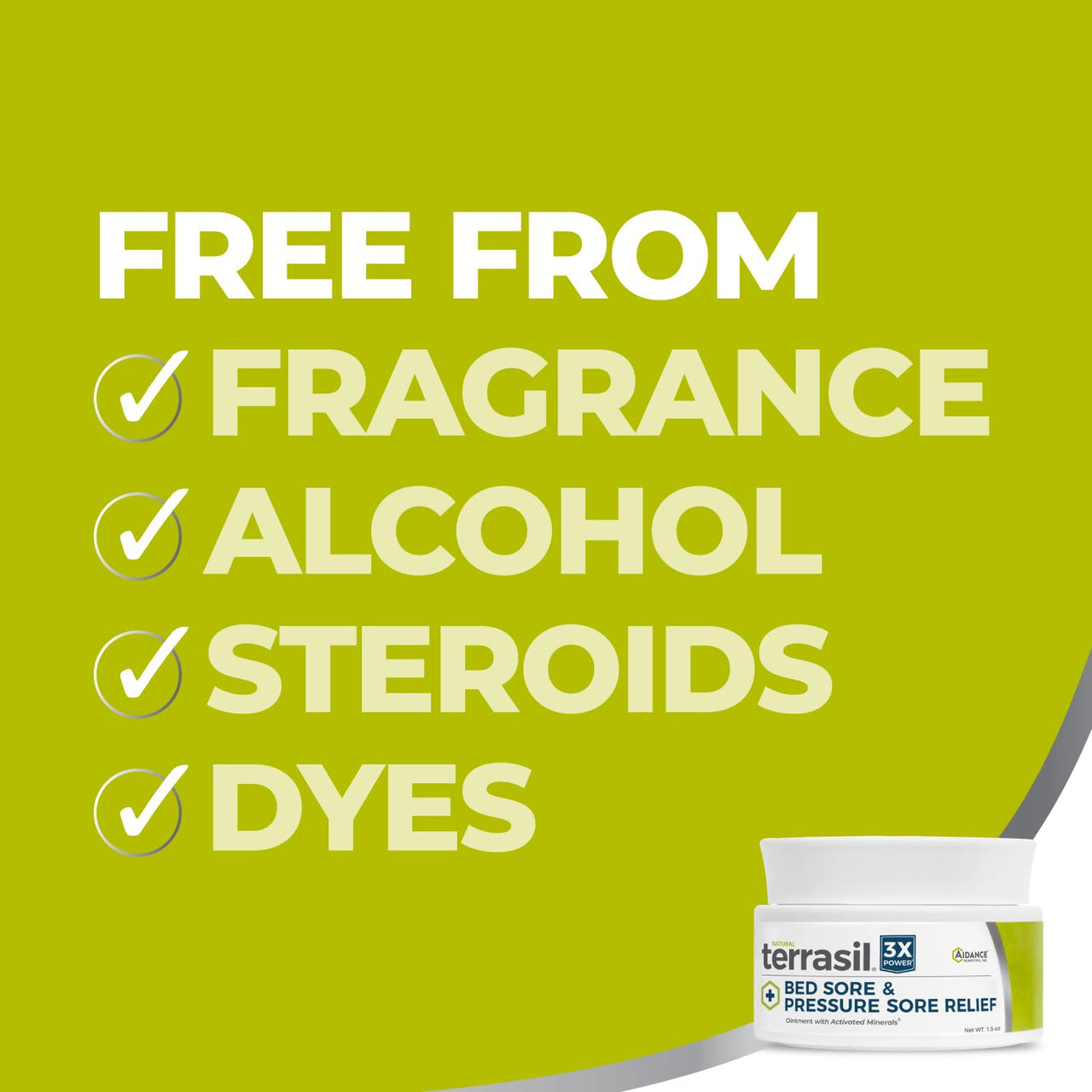 terrasil Bed Sores Treatment Cream & Pressure Sores Cream – Natural Ingredients for Healing of Bedsores, Ulcers & Wounds, 3X Power for Fast Soothing Relief (1.5 oz jar)