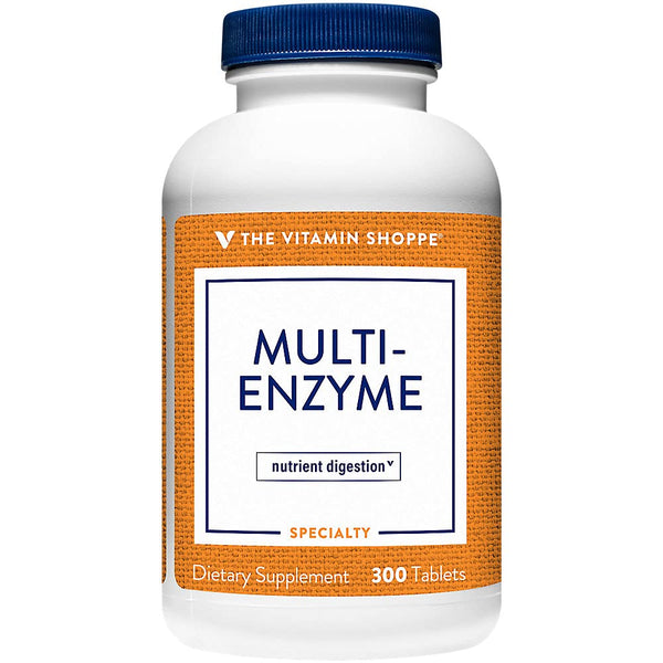 The Vitamin Shoppe Digestive Enzymes - Complete Multi-Enzyme Formula | Protein Fat Carb Digestion | 300 Tablets | Plant-Based
