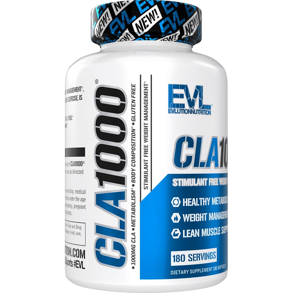 Conjugated Linoleic Acid CLA Pills - CLA 1000mg Diet Pills to Support Weight Loss Fat Burning Lean Muscle and Faster Metabolism - Stimulant-Free CLA 1000mg Safflower Based Fat Loss Support Pills - 180